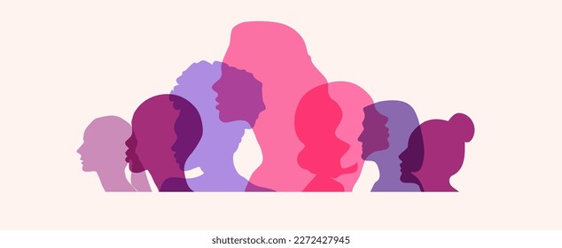 Women silhouette head isolated. Women's history month banner.