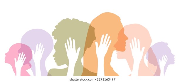 Women silhouette head isolated. Women's history month banner.