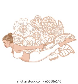 Women silhouette. Locust yoga pose. Salabhasana Vector illustration