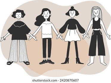 Women silhouette. Modern feminist vector illustration. Equality concept, international women's day, activism, feminism. Woman illustration