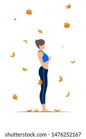 Women silhouette. Mountain yoga pose. Tadasana. Vector illustration