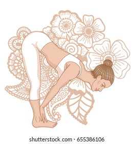 Women silhouette. Standing half forward bend yoga pose. Ardha uttanasana Vector illustration