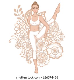 Women silhouette.Bird of Paradise Yoga Pose. Svarga Dvidasana Vector illustration