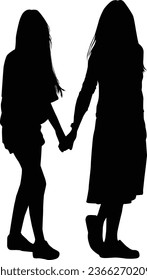 Women silhouettes on a white background.