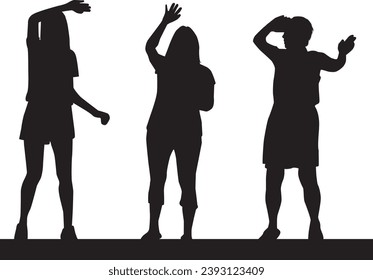 Women silhouettes on a white background.