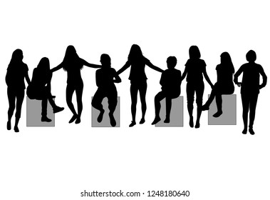 Women silhouettes. Vector work.