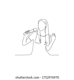Women singer continuous line vector