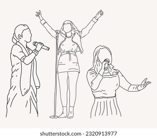 Women singer line art illustration