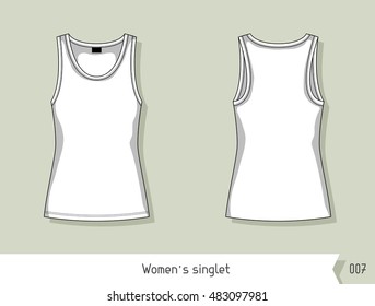 Women singlet. Template for design, easily editable by layers.