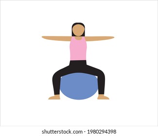 Women sit on the pilates ball
