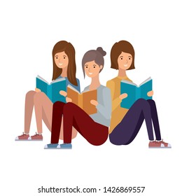 women sitting with book in hands