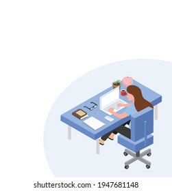 Women sitting at Office Desk with Documents