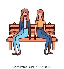 women sitting in park chair on white background