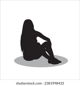 Women sitting silhouette stock vector