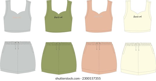 women skirt and crop top template 