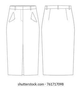 Women skirt with pockets. Fashion illustration vector