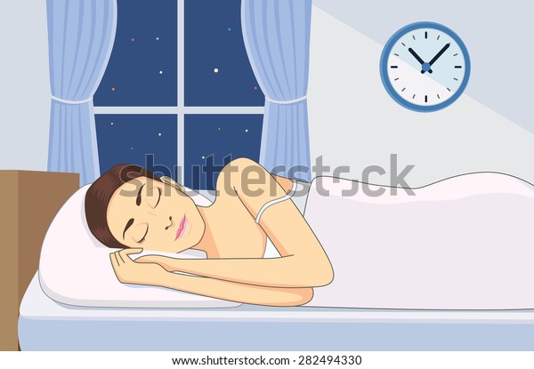 Women Sleep Bedroom Perfect Time Sleep Stock Vector (Royalty Free ...