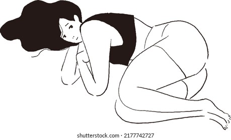 Una mujer que miente durmiendo la siesta