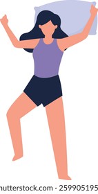 Women Sleeping Position Illustration. Isolated Flat Cartoon Character.