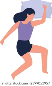Women Sleeping Position Illustration. Isolated Flat Cartoon Character.
