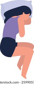Women Sleeping Position Illustration. Isolated Flat Cartoon Character.