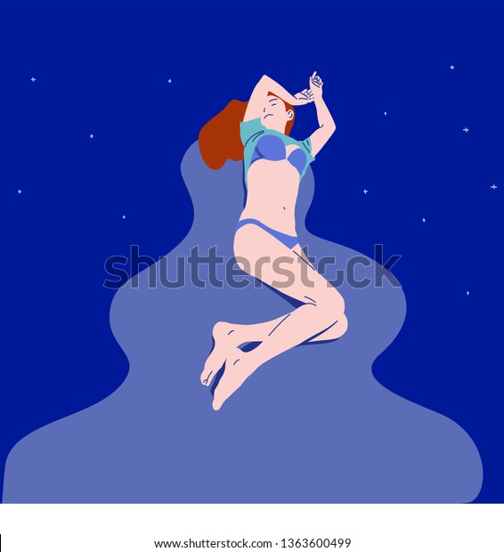 Women Sleeping Resting Dreaming Into Realm Stock Vector Royalty Free