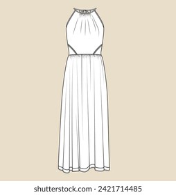 women sleeveless girl flat sketch illustration 
