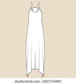 women sleeveless girl flat sketch illustration 