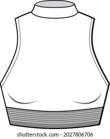 women sleeveless high neck crop top cropped tank vest camisole flat sketch vector illustration 