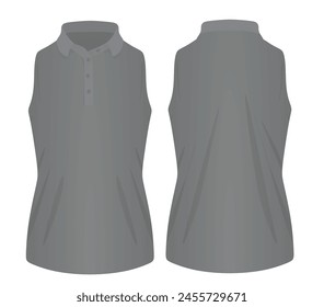 Women sleeveless polo t shirt. vector illustration