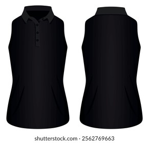 Women sleeveless polo t shirt. vector illustration