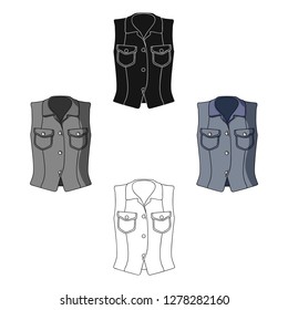 Women Sleeveless Sports Jacket .Beige button-down shirt without sleeves for the girl. Sport dress style.Women clothing single icon in cartoon style vector symbol stock illustration.