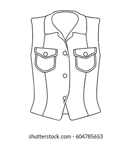 Women Sleeveless Sports Jacket .Beige button-down shirt without sleeves for the girl. Sport dress style.Women clothing single icon in outline style vector symbol stock illustration.