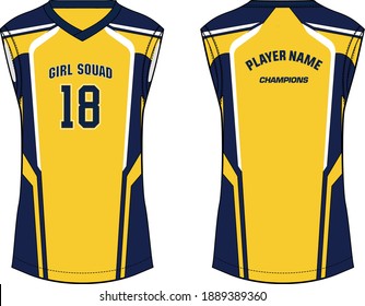 Women Sleeveless Tank top Sports t-shirt Jersey design concept Illustration Vector suitable for girls and Ladies for Soccer, netball, Football, badminton , tennis, Volleyball jersey. 