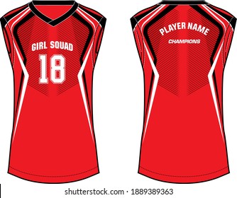 Women Sleeveless Tank top Sports t-shirt Jersey design concept Illustration Vector suitable for girls and Ladies for Soccer, netball, Football, badminton , tennis, Volleyball jersey. 