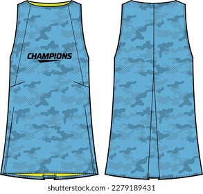 Women Sleeveless Tank top Sports t-shirt Jersey design flat sketch fashion Illustration suitable for girls and Ladies, Camouflage Vest for Volleyball jersey, netball, badminton, tennis sports kit