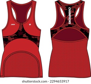 Mujeres Sleeveless Tank top Camiseta deportiva Jersey diseño sketch plano de moda Ilustración adecuada para niñas y Damas, racer back Vest para camiseta de voleibol, netball, bádminton, tenis kit deportivo