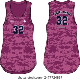 Frauen Ärmellose Tank Top Sport T-Shirt Jersey Design flache Skizze Mode Illustration geeignet für Mädchen und Damen, Camouflage Weste für Volleyball Jersey, Netball, Badminton, Tennis Sport-Kit