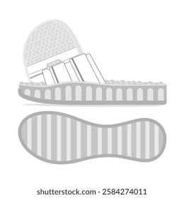 Women slide sandals mockup template vector design technical illustration.