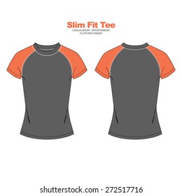 Women Slim Fitted Tee Vector Clothing Template