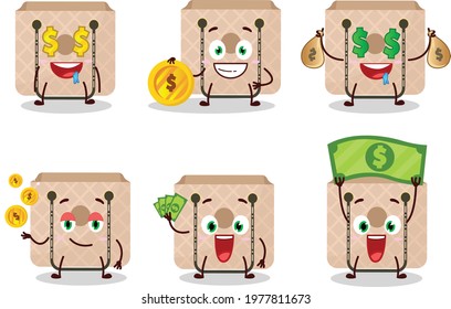 Women sling bag cartoon character with cute emoticon bring money