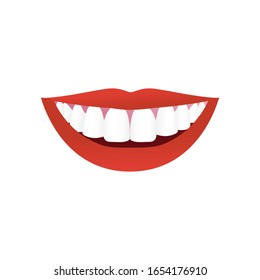 Women Smile With Whitening Teeth Isolated On White Background. Vector Illustration.