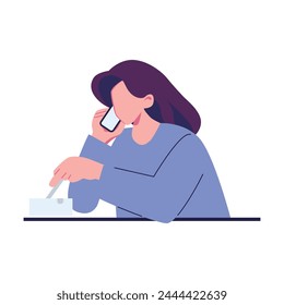 women smoking pose flat style illustration vector design