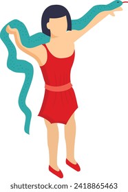 Women Snake Charmer isometric Concept, Jungle Girl with Python or Belly Dancer Vector Icon Design, circus artist Symbol, Street Mime performer Sign, Carnie troupe Stock illustration