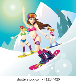 women snowboarders
