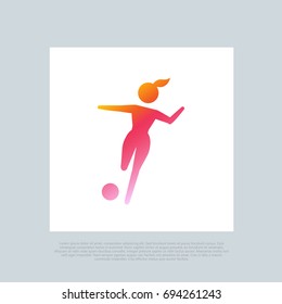 Women Soccer or Football. Vector favicon clip-art. Compatible with PNG, JPG, AI, CDR, SVG, EPS, PDF, ICO.