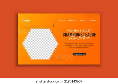 Women Soccer Landing Page Banner And Website Template Design
