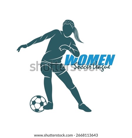 Women Soccer logo design vector. Silhouette Women Soccer Player Template Illustration