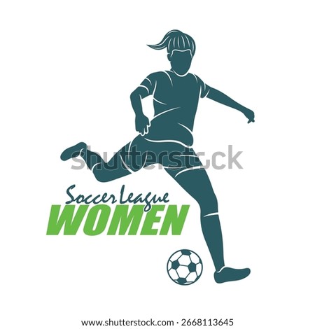 Women Soccer logo design vector. Silhouette Women Soccer Player Template Illustration
