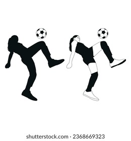 Women soccer player silhouette vector